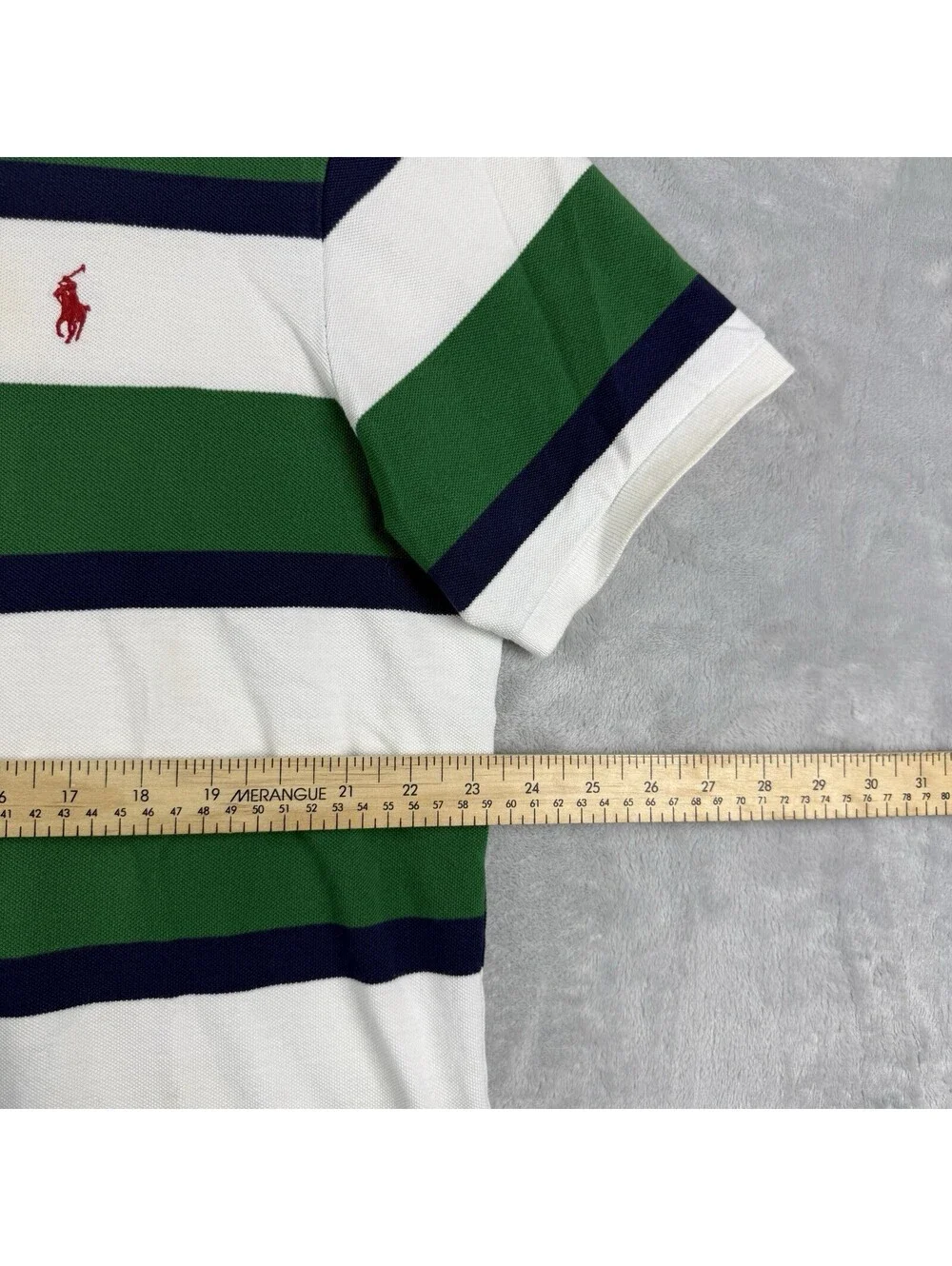 Polo Ralph Lauren Custom Fit Green Navy Stripe Short Sleeve Polo Shirt Men’s XXL